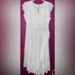 Sold out Raga white maxi dress with front ruffle and tassels